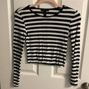 Forever 21 cropped striped long sleeve